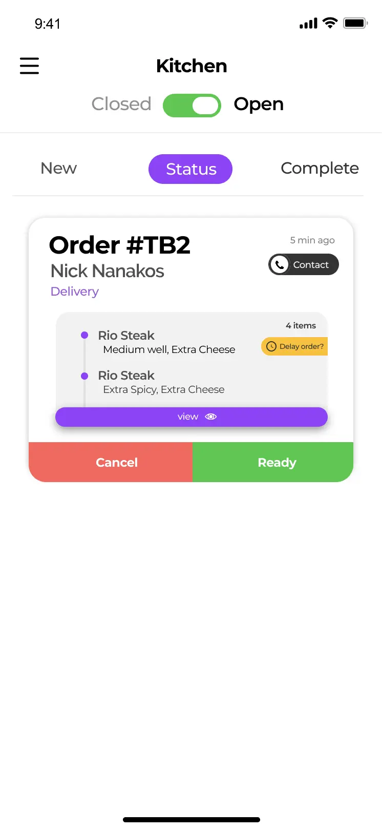 A screenshot of the TruckBux vendor app showing the status screen